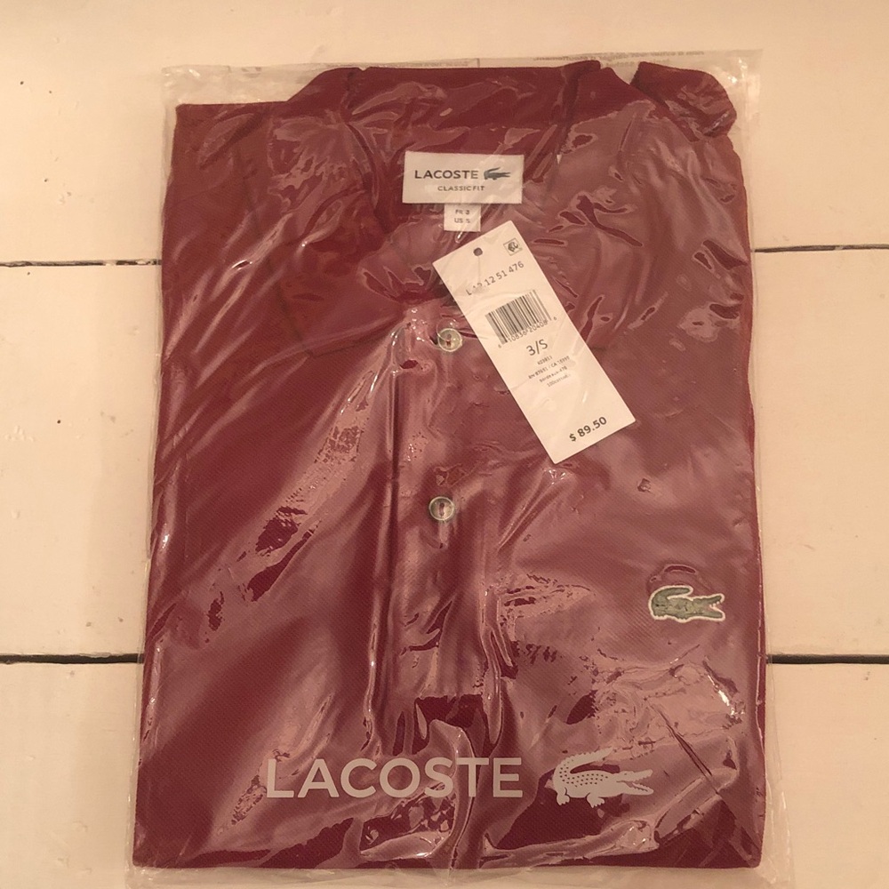 Lacoste Polo Shirt in Wine Red NEW Size Small